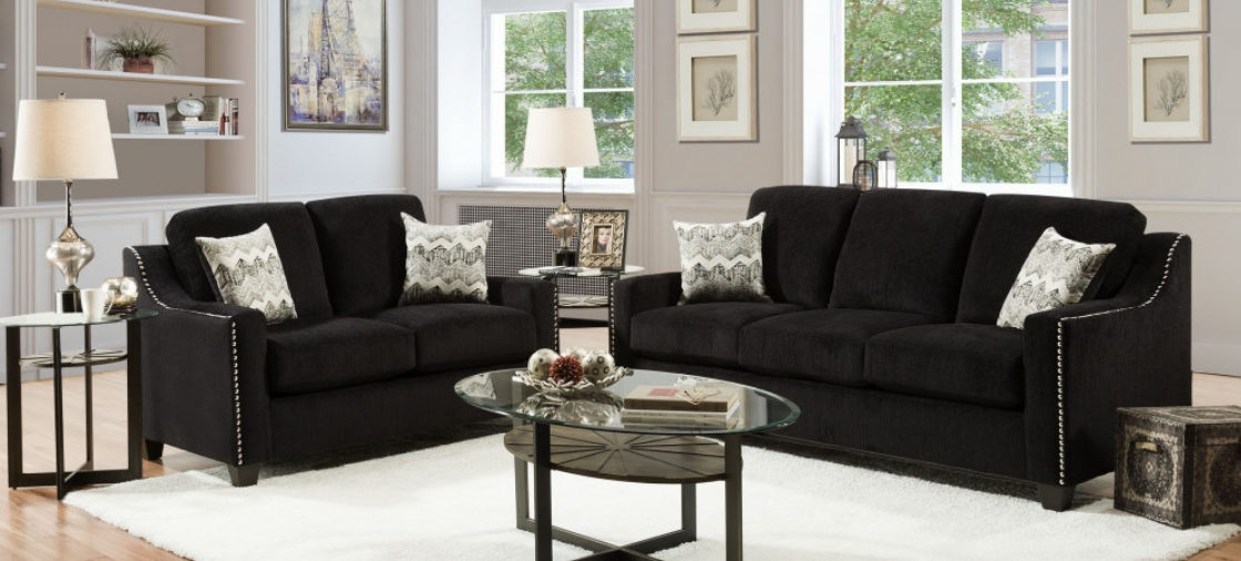 Brown modern sofa and loveseat set by American Freight