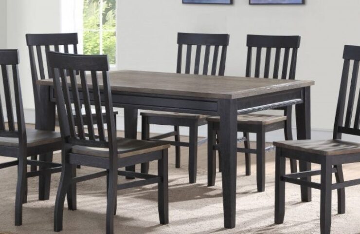 Brown wooden dining room set with 6 chairs by American Freight